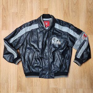 Vintage Las Vegas Raiders leather jacket men sz XL NFL G-III Oakland